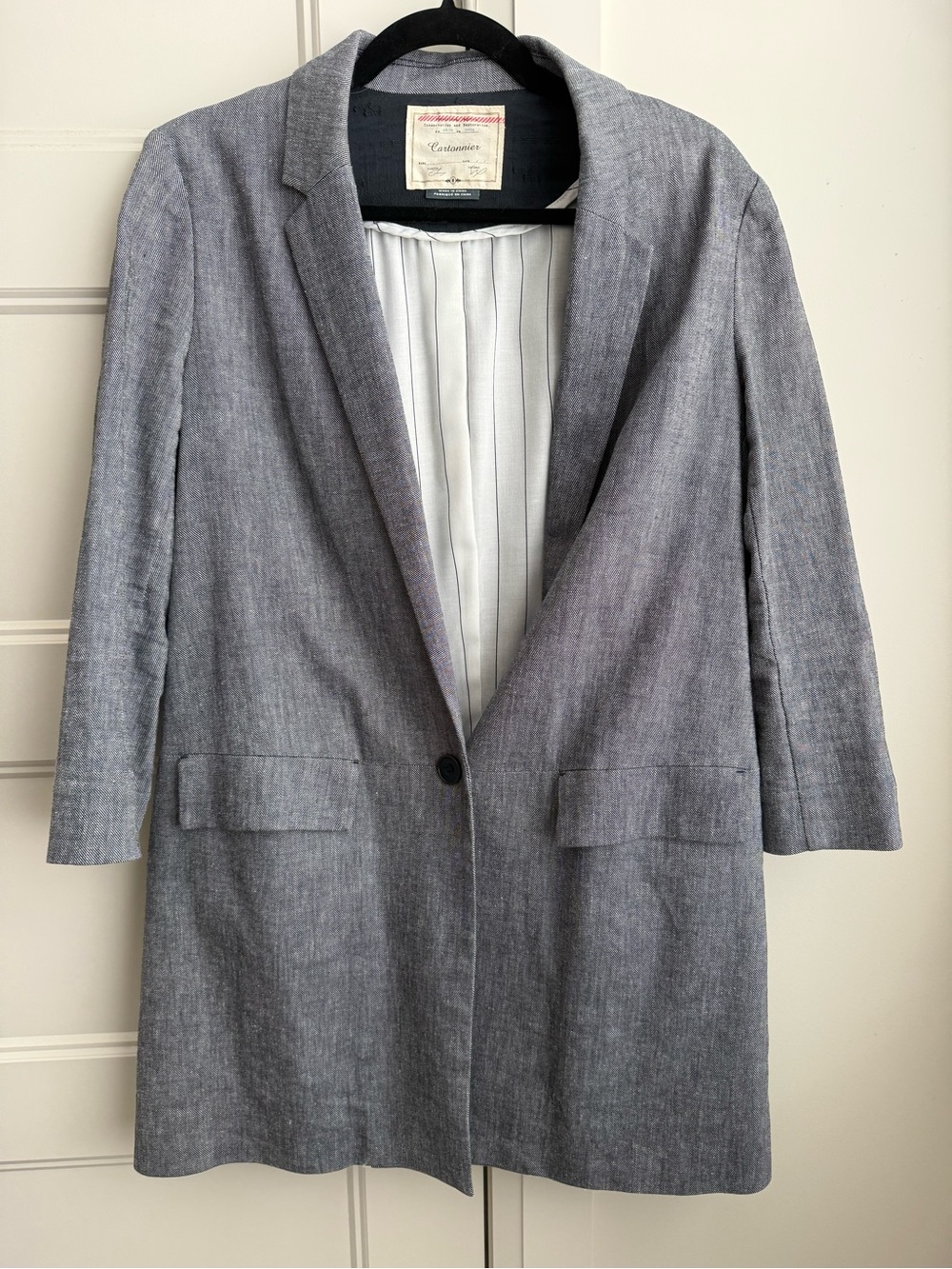 Gray Linen-Blend Blazer